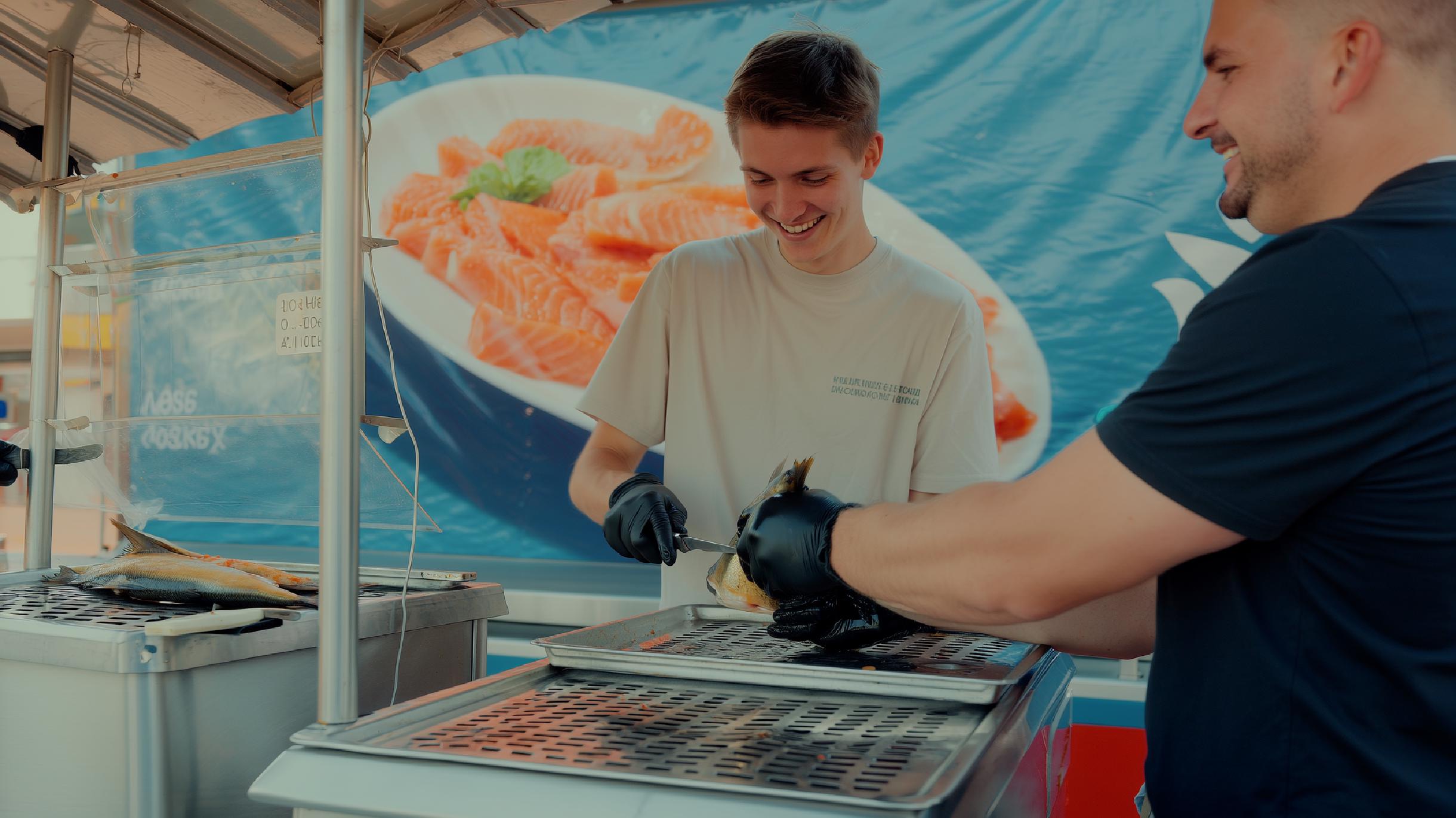 Werken in een viswinkel